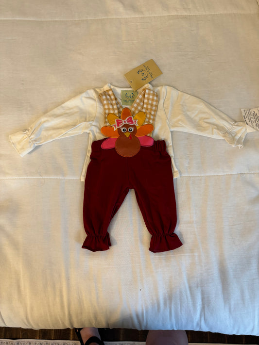 Turkey Applique Girl Rompers