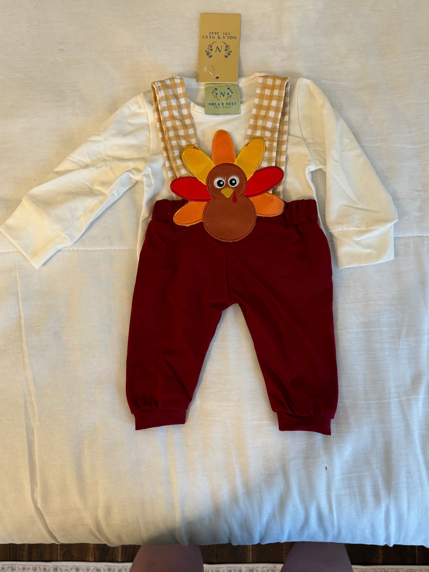 Turkey Applique Boy Rompers